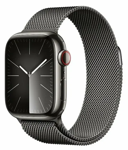 Часы Apple Watch Series 9, Graphite Stainless Steel Case/Graphite Milanese Loop, 45 мм