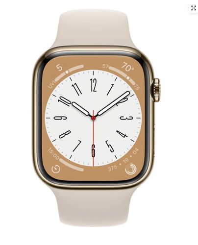 Часы Apple Watch Series 8, Gold Stainless Steel Case with Starlight Sport Band, 45 мм, купить недорого