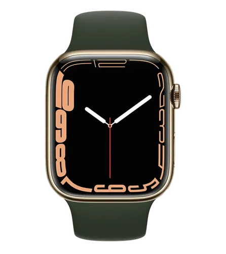 Часы Apple Watch Series 7, Gold Stainless Steel Case with Clover Sport Band, 45 мм, купить недорого