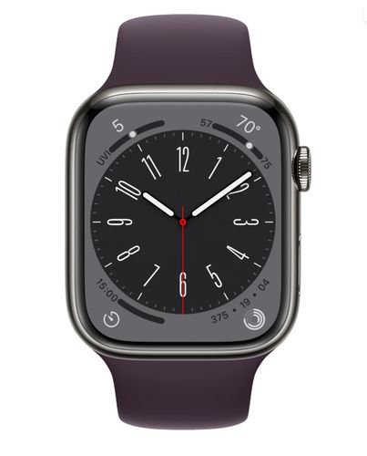 Часы Apple Watch Series 8, Graphite Stainless Steel Case with Elderberry Sport Band, 45 мм