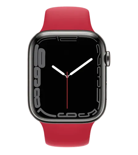 Часы Apple Watch Series 7, Graphite Stainless Steel Case with Product Red Sport Band, 45 мм, купить недорого