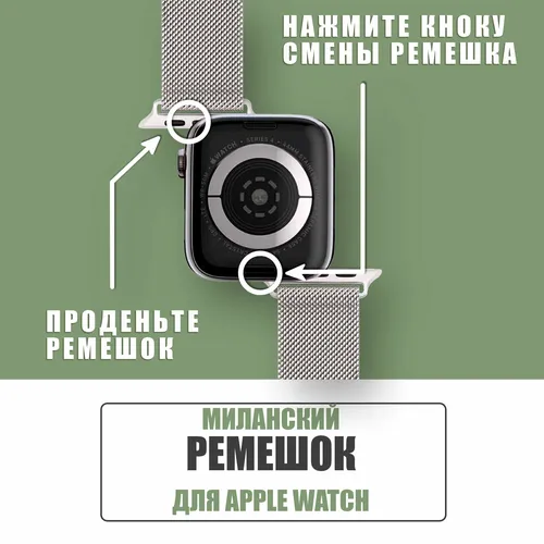 Ремешок Apple Watch Series 5 Milanese Loop, Green, фото