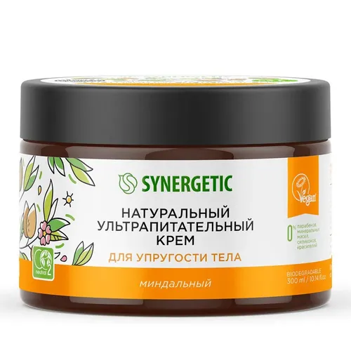 Крем для тела Миндальный Synergetic Натуральный ультрапитательный, 300 мл