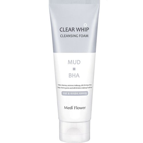 Пенка для умывания с белой глиной и BHA кислотами Medi Flower Mud Clear Whip Cleanser, 120 мл