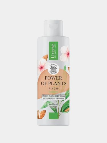 Makiyajni tozalash uchun sut Lirene Power of Plants bodom bilan, 200 ml