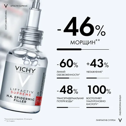 Антивозрастная гиалуроновая сыворотка-филлер для кожи лица с витамином С Vichy Liftactiv Supreme, 30 мл, фото