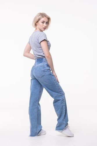 Женские джинсы Rumino Jeans Wide Leg KJ-25, Светло-голубой, arzon