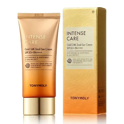 Солнцезащитный крем SPF50 с муцином улитки Gold 24K Tony Moly, 50 мл