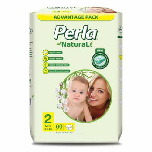 Подгузники Perla Natural Размер 2 Mini (3-6 кг), 60 шт