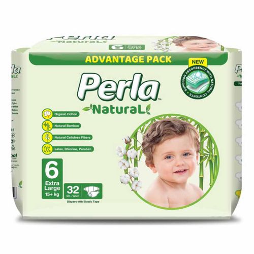 Подгузники Perla Natural Размер 6 Extra Large (15+ кг), 32 шт