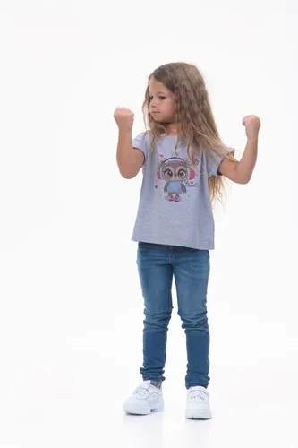 Детская футболка для девочек Rumino Jeans GRLFK4GRWOWL014, Серый, фото № 12