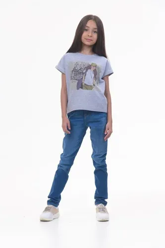 Детская футболка для девочек Rumino Jeans GRLFK18GRWWMN011, Серый, sotib olish
