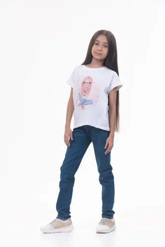 Детская футболка для девочек Rumino Jeans GRLFK47WHTWG054, Белый, фото № 16