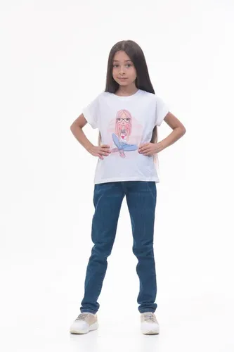 Детская футболка для девочек Rumino Jeans GRLFK47WHTWG054, Белый, фото № 18