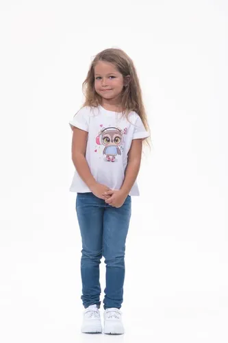 Детская футболка для девочек Rumino Jeans GRLFK8WHTWOWL069, Белый, купить недорого
