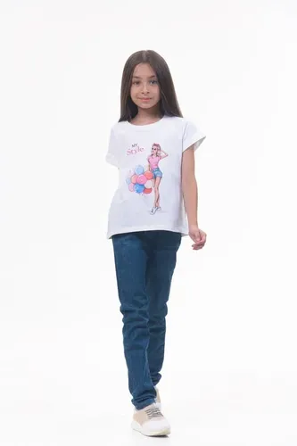 Детская футболка для девочек Rumino Jeans GRLFK47WHTWG052, Белый, фото № 15