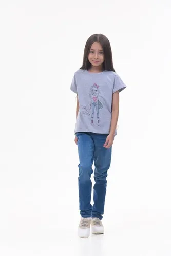 Детская футболка для девочек Rumino Jeans GRLFK17GRWG044, Серый, фото № 14