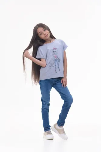 Детская футболка для девочек Rumino Jeans GRLFK17GRWG044, Серый, фото № 16