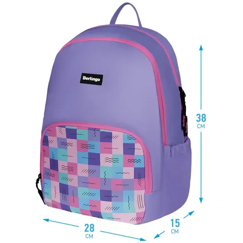 Рюкзак Berlingo Light Squares уплотненная спинка, Фиолетовый, 41000000 UZS
