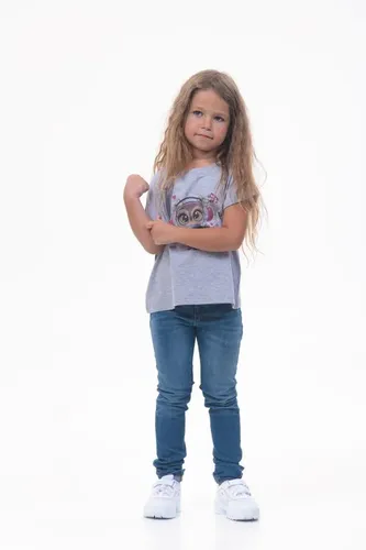 Детская футболка для девочек Rumino Jeans GRLFK4GRWOWL014, Серый, купить недорого