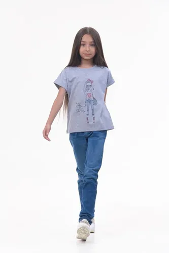 Детская футболка для девочек Rumino Jeans GRLFK17GRWG044, Серый, sotib olish