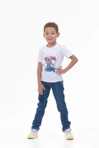 Детская футболка для мальчиков Rumino Jeans BOYFK44WHTWDS033, Белый, 5000000 UZS