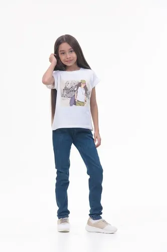 Детская футболка для девочек Rumino Jeans GRLFK47WHTWG049, Белый, в Узбекистане