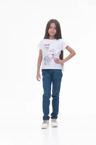 Детская футболка для девочек Rumino Jeans GRLFK23WHTWG061, Белый, sotib olish