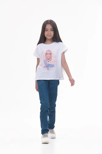 Детская футболка для девочек Rumino Jeans GRLFK47WHTWG054, Белый, фото № 15