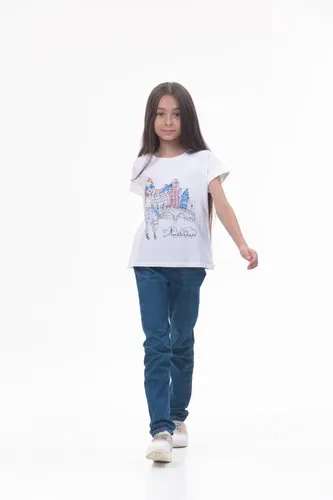 Детская футболка для девочек Rumino Jeans GRLFK48WHTWG056, Белый, фото № 12