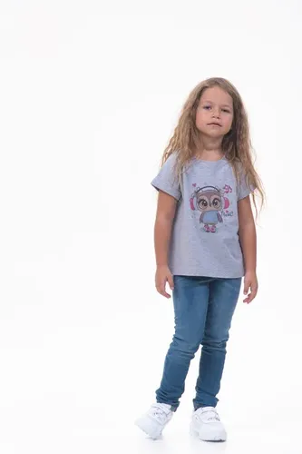 Детская футболка для девочек Rumino Jeans GRLFK4GRWOWL014, Серый, фото № 14