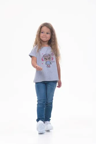 Детская футболка для девочек Rumino Jeans GRLFK4GRWOWL014, Серый, sotib olish