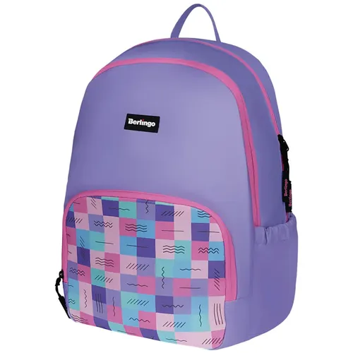 Рюкзак Berlingo Light Squares уплотненная спинка, Фиолетовый