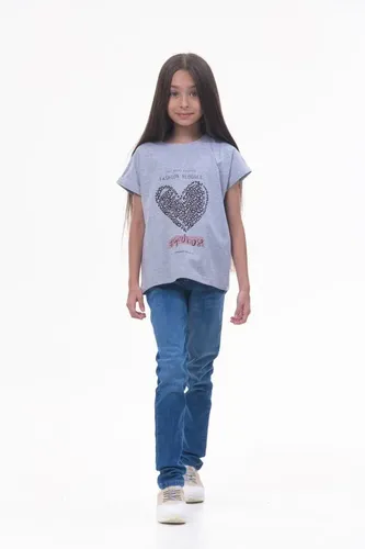 Детская футболка для девочек Rumino Jeans GRLFK25GRWHT012, Серый, фото № 17