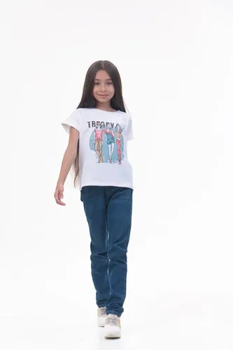 Детская футболка для девочек Rumino Jeans GRLFK47WHTWGS058, Белый, в Узбекистане