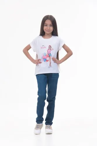 Детская футболка для девочек Rumino Jeans GRLFK47WHTWG052, Белый