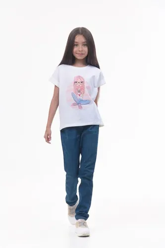 Детская футболка для девочек Rumino Jeans GRLFK47WHTWG054, Белый, в Узбекистане
