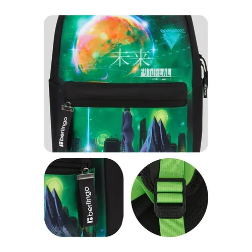 Рюкзак Berlingo Futureal уплотненная спинка, Черный-Зеленый, фото