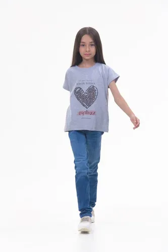 Детская футболка для девочек Rumino Jeans GRLFK25GRWHT012, Серый, в Узбекистане