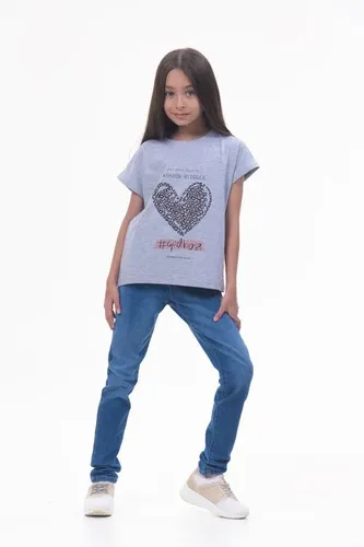 Детская футболка для девочек Rumino Jeans GRLFK25GRWHT012, Серый, O'zbekistonda