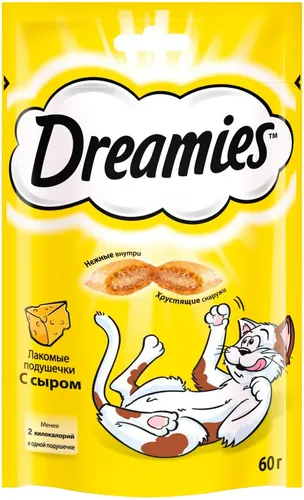 Лакомые подушечки Dreamies с сыром, 140 гр