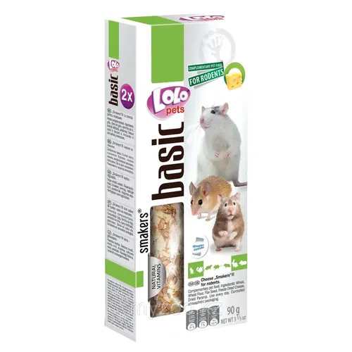 Лакомство LoLo Pets для кроликов и грызунов с сыром, 90 гр