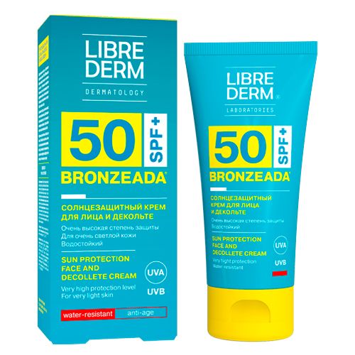 Солнцезащитный крем Librederm Bronzeada для лица и зоны декольте SPF50, 50 мл