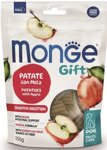 Лакомство для щенков Monge Gift Fruits Chips Adult Sensitive для собак картофель яблоко, 15 гр