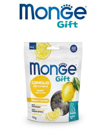 Подушечки хрустящие для собак Monge Gift Super Adult Immunity Support кролик лимон, 15 гр