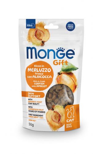 Лакомство для кошек Monge Gift Cat Skin Support треска и абрикос, 50 гр