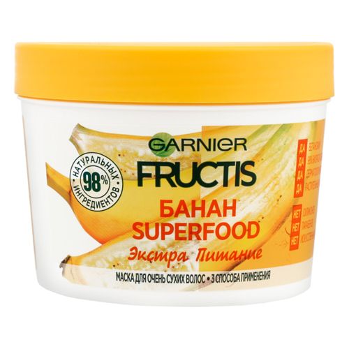 Питательная маска Garnier Fructis Superfood 3-в-1 для восстановления питания и увлажнения очень сухих волос, 390 мл, купить недорого