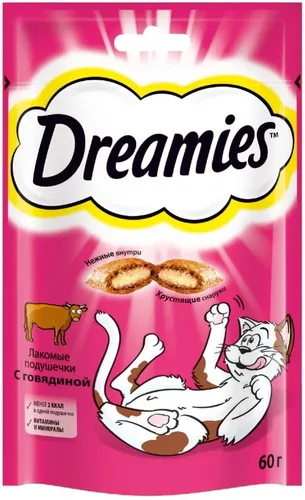 Лакомство для кошек Dreamies Лакомые подушечки с говядиной, 60 гр