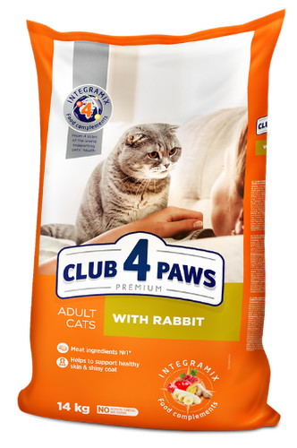 Сухой корм для кошек Club 4 Paws Premium Indoor с кроликом, 14 кг