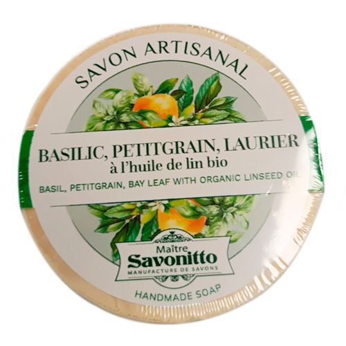 Мыло Basil-Petitgrain-Laurel with organic linseed oil Wooden Box, 100 гр